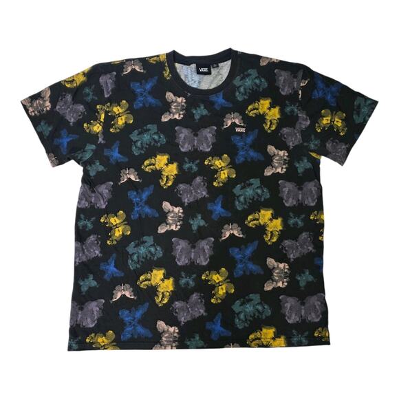 Vans T-Shirt Men’s XL Blotterfly Tee Butterfly Print on Black 100% Cotton Shirt - Picture 1 of 6